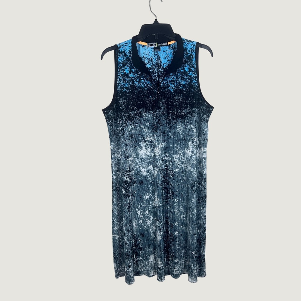 Jamie Sadock Dress Womens Large Blue Ombre Sleeveless Golf Polo Pleated Pullover